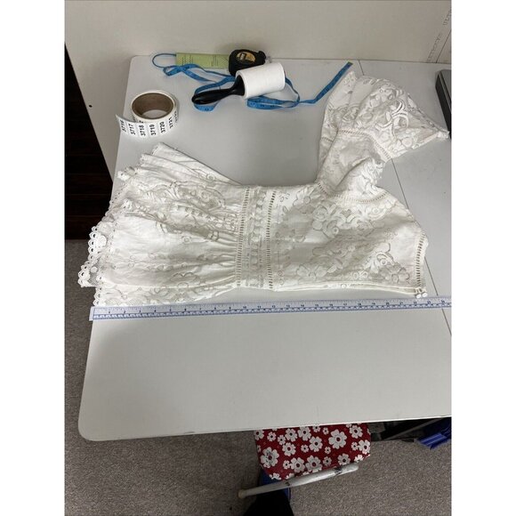 Spell (And the Gypsy) White Lace Empire Waist Boho Top w/ Bell Sleeves - Picture 13 of 14